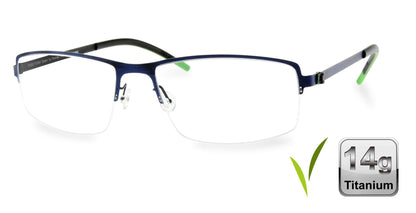 Free Form Eyewear™ FFA902 half-frame green titanium glasses with 14g ultra-lightweight design. Luxury German-engineered blue light eyeglasses for men and women.