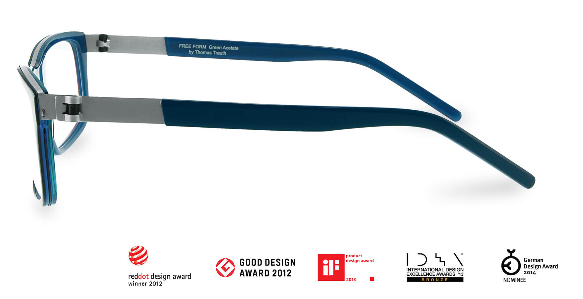 Free Form Eyewear™ Titanium 14g eyeglasses in green with full frame and screwless hinge, showcasing luxury German design and ultra-lightweight comfort.