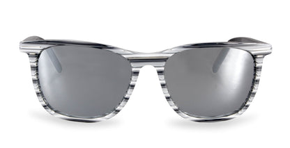 Front view of PROGEAR Urban BI-6008 sunglasses in crystal gray with silver lenses. Prescription-ready and glare-free.