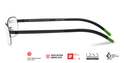 Free Form Eyewear™ Titanium 14g green half-frame eyeglasses with screwless hinge design. Luxury German lightweight glasses for men and women.