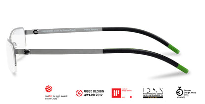 Free Form Eyewear™ Titanium 14g FFA910 half-frame glasses in green with screwless hinge design, lightweight German luxury for men and women.