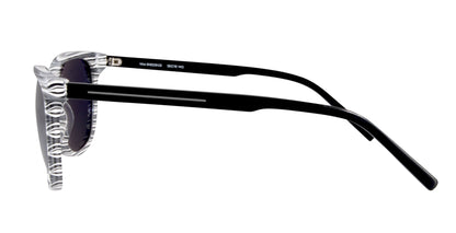 Side profile of PROGEAR Urban BI-6008 sunglasses in crystal gray. Lightweight frame with black temples for comfort and durability.