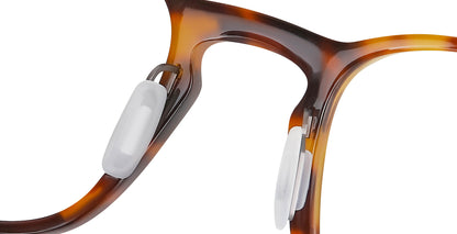 Close-up of Free Form Eyewear™ Titanium 14g feather-light luxury German design eyeglasses in tortoiseshell color, showing screwless nose pad detail.