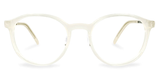 Free Form Eyewear™ Titanium 14g feather-light eyeglasses in translucent white, full rim, unisex German design for luxury vision care.