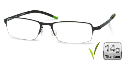 Free Form Eyewear™ FFA904 green half-frame titanium glasses for men and women, 14g lightweight luxury German design with screwless hinges.