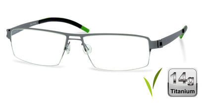 Free Form Eyewear™ FFA903 green half-frame titanium glasses with 14g ultra-lightweight design and screwless hinges. Luxury German-engineered eyeglasses for men and women.