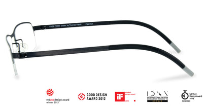 Free Form Eyewear™ Titanium 14g feather-light green half-frame glasses with screwless hinge, luxury German design for men and women. Award-winning lightweight titanium eyeglasses ideal for strong prescriptions and all-day comfort.