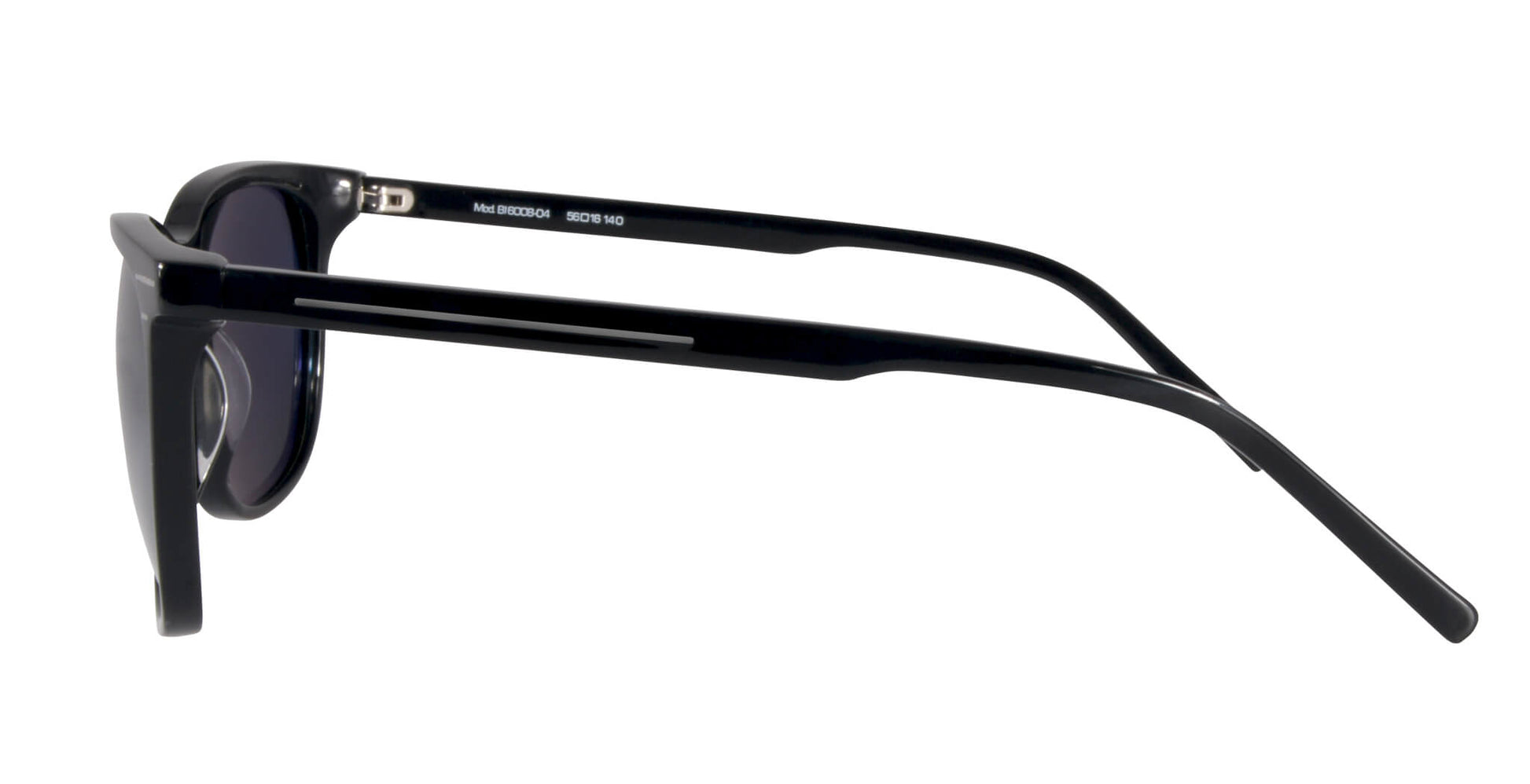 Side view of PROGEAR Urban BI-6008 sunglasses in black. Lightweight temples and wrap-around style for secure fit during activities.