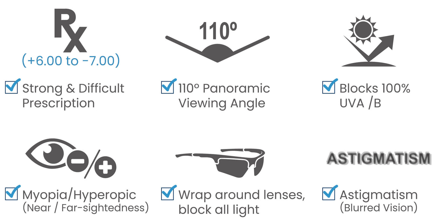 PROGEAR® Wrap-Around Prescription Sunglasses | Dash2 S-1282 | 4 Colors
