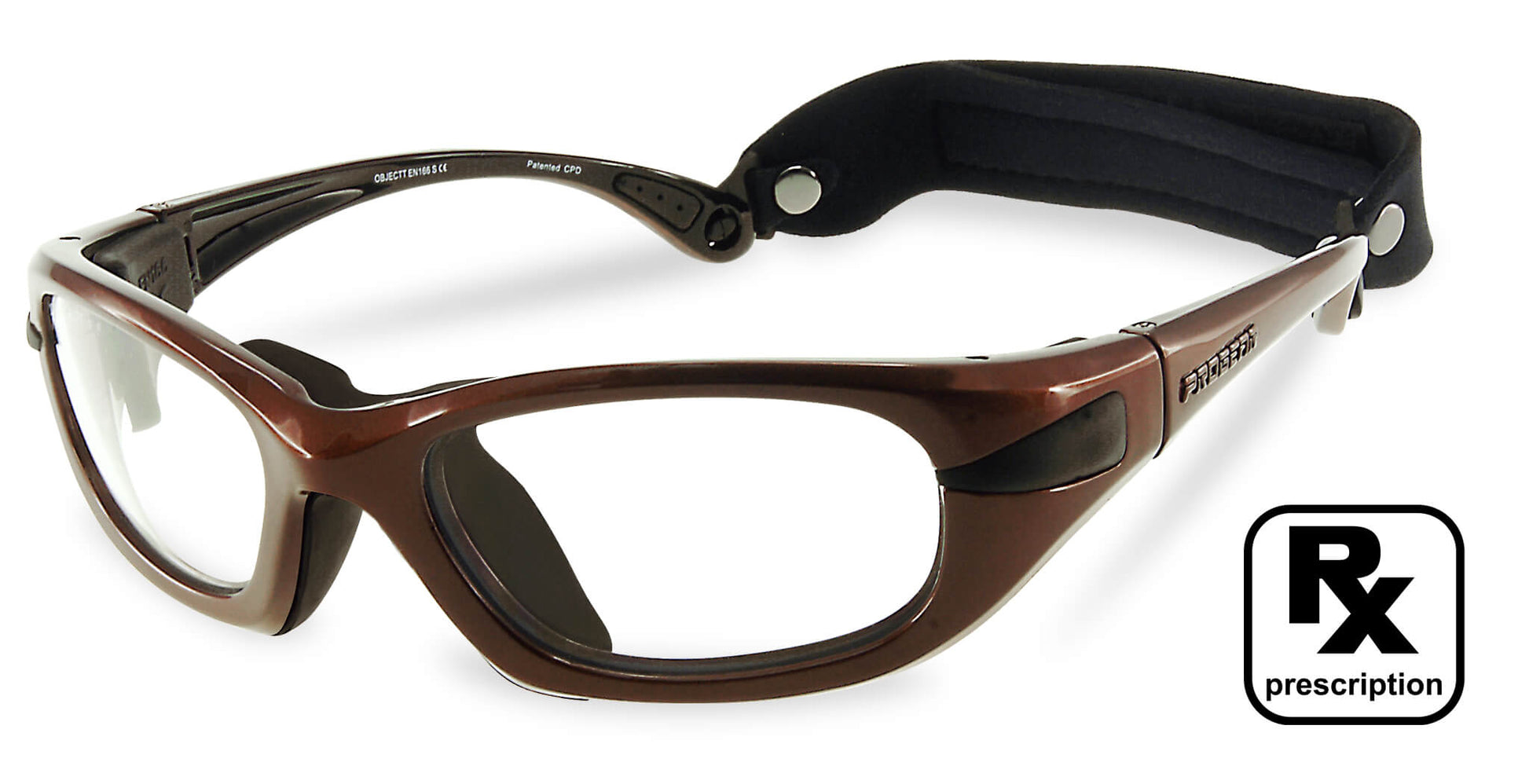 PROGEAR Eyeguard prescription basketball goggles in Shiny Metallic Brown with adjustable strap for basketball
