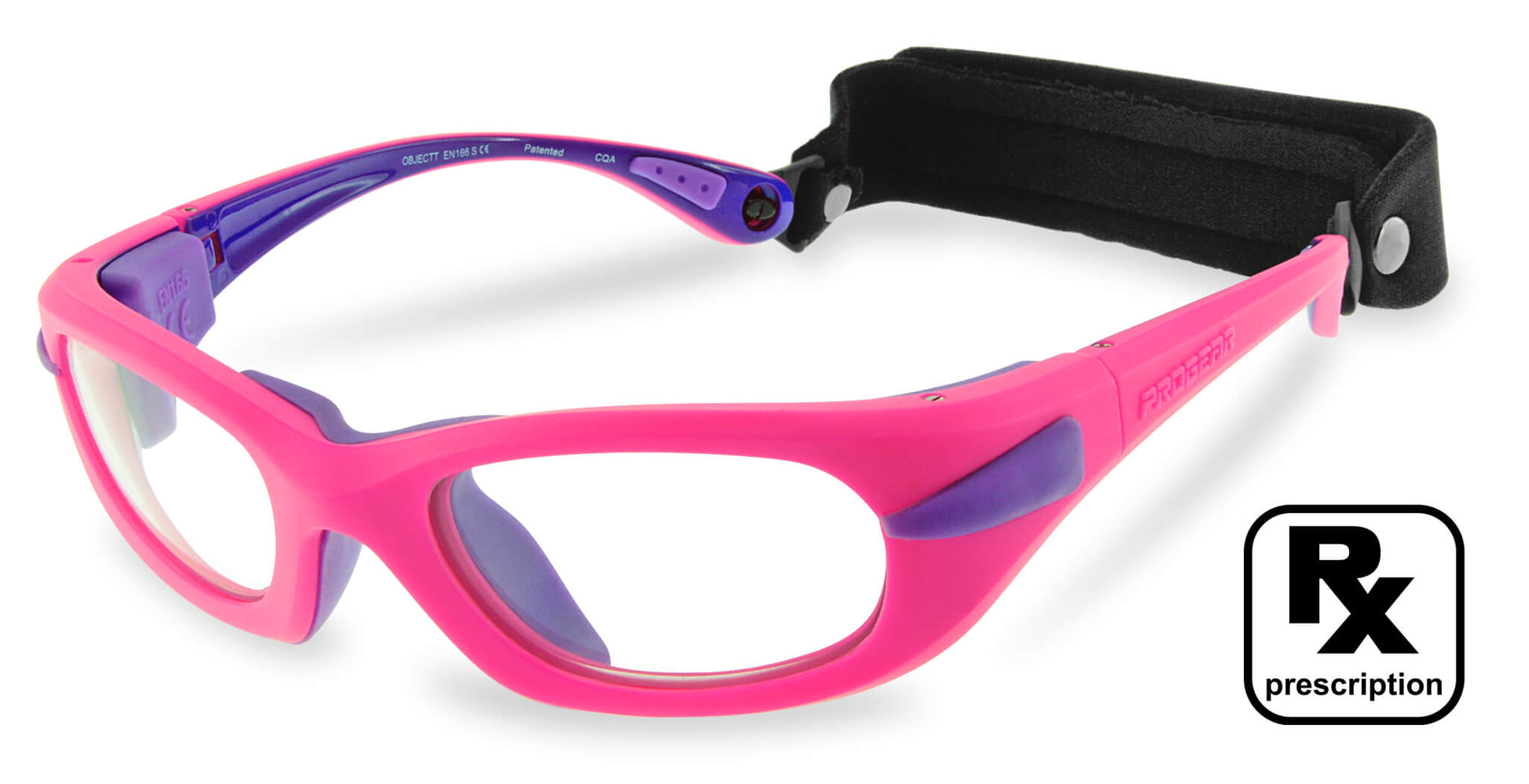 PROGEAR Eyeguard prescription rugby goggles in Matte Neon Pink with adjustable strap for rugby